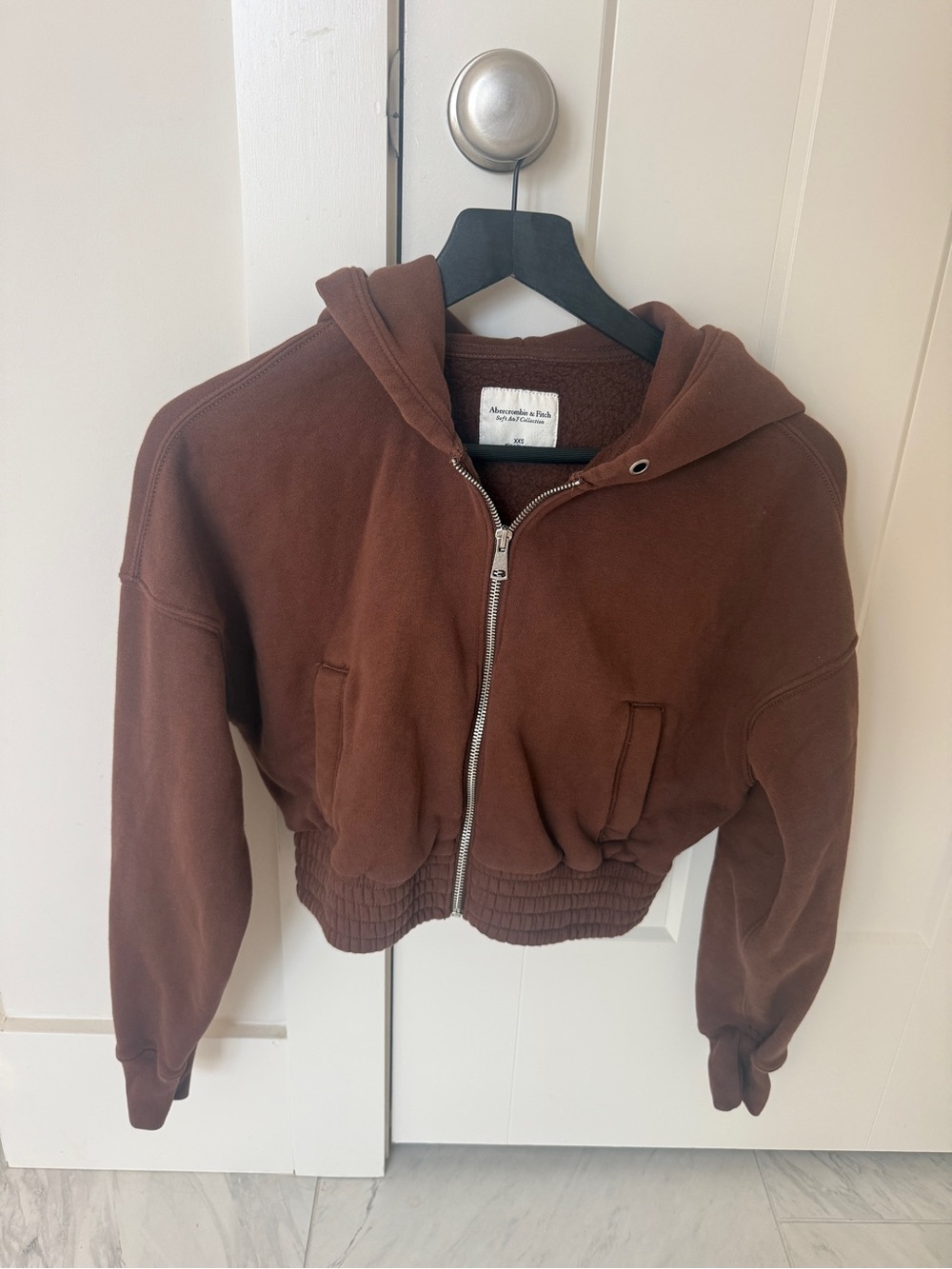 Abercrombie & Fitch Chocolate Brown Cropped Zip Hoodie